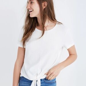 Madewell Texture & Thread Modern Tie-Front Top in bright Ivory- Size XXS